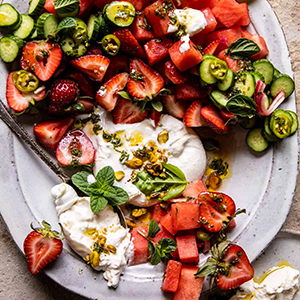 Strawberry Watermelon Salad with Burrata | Paperny Family JCC