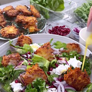 Winter Salad with Mini Latke Croutons | Paperny Family JCC