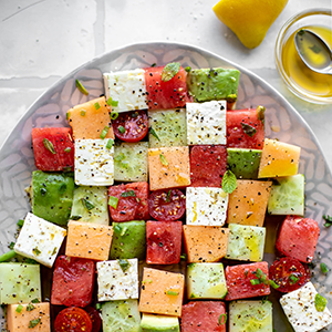Melon Mosaic Salad with Hot Honey Vinaigrette | Paperny Family JCC