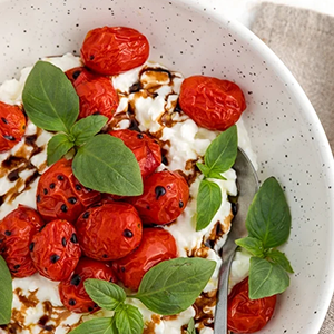 Burst Tomato Cottage Cheese Caprese Bowl | Paperny Family JCC