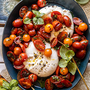 Marinated Cherry Tomatoes with Burrata | Paperny Family JCC